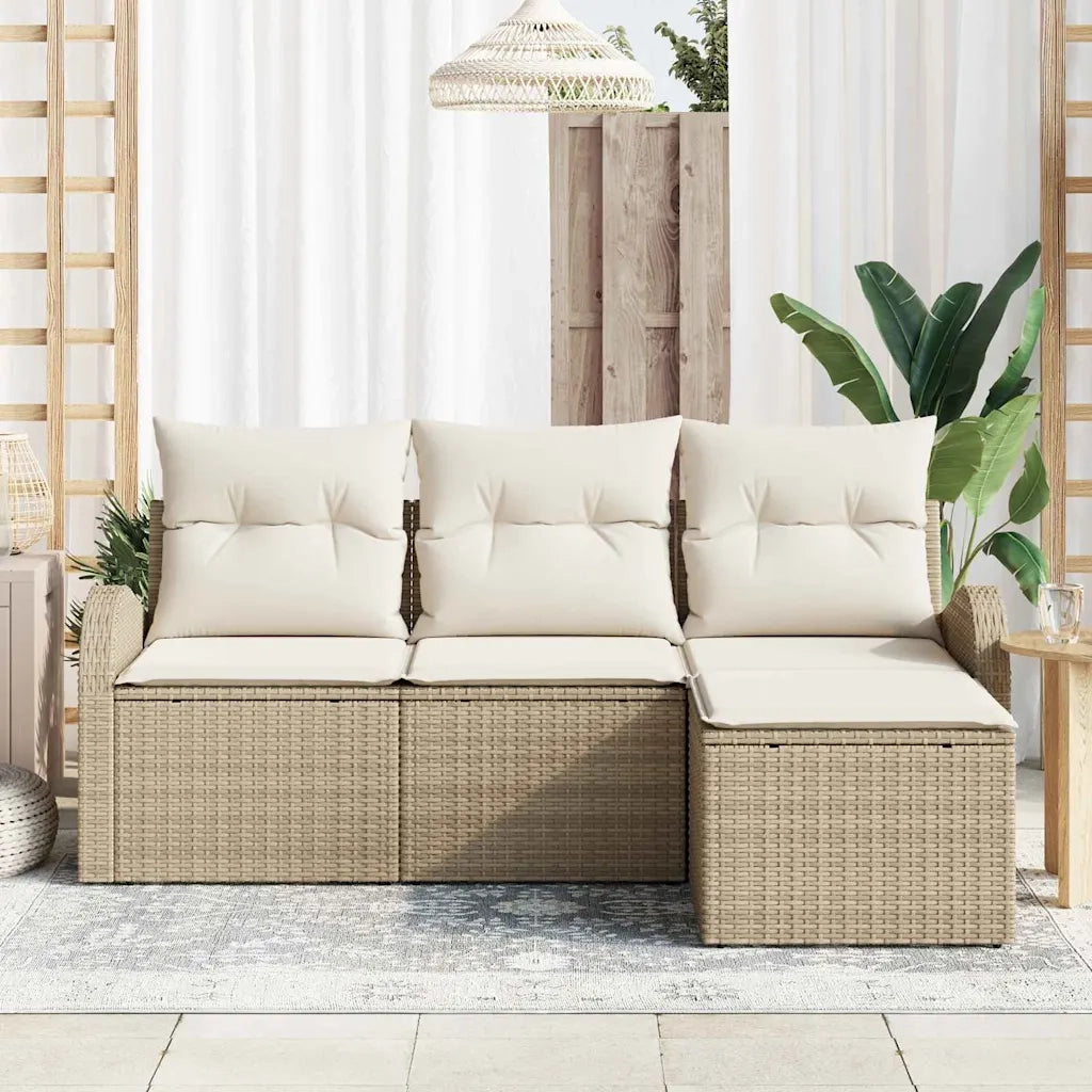 Set Divano da Giardino Beige polyrattan