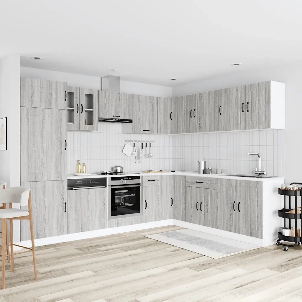 Set Mobili da Cucina 14 pz Kalmar Grigio Sonoma in Truciolato 3314977