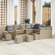 Set Divano da Giardino con cuscino 13 pcs Beige polyrattan