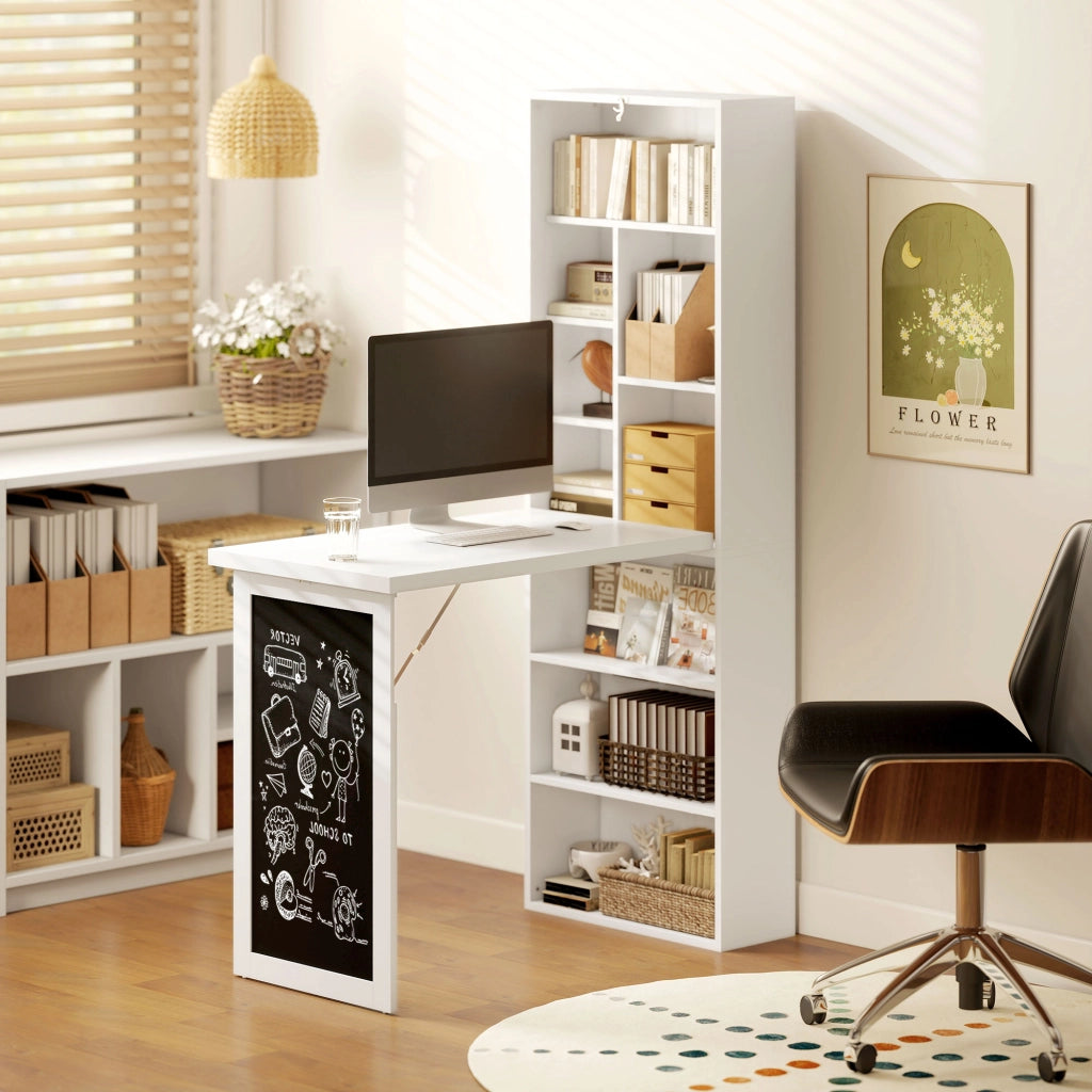 Scrivania angolare con scaffale e cassetti ¨C zephmum ¨C bianco 120x60x150 cm
