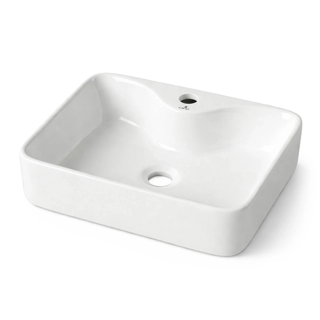 Lavabo da appoggio rettangolare ceramica 47 cm Bianco