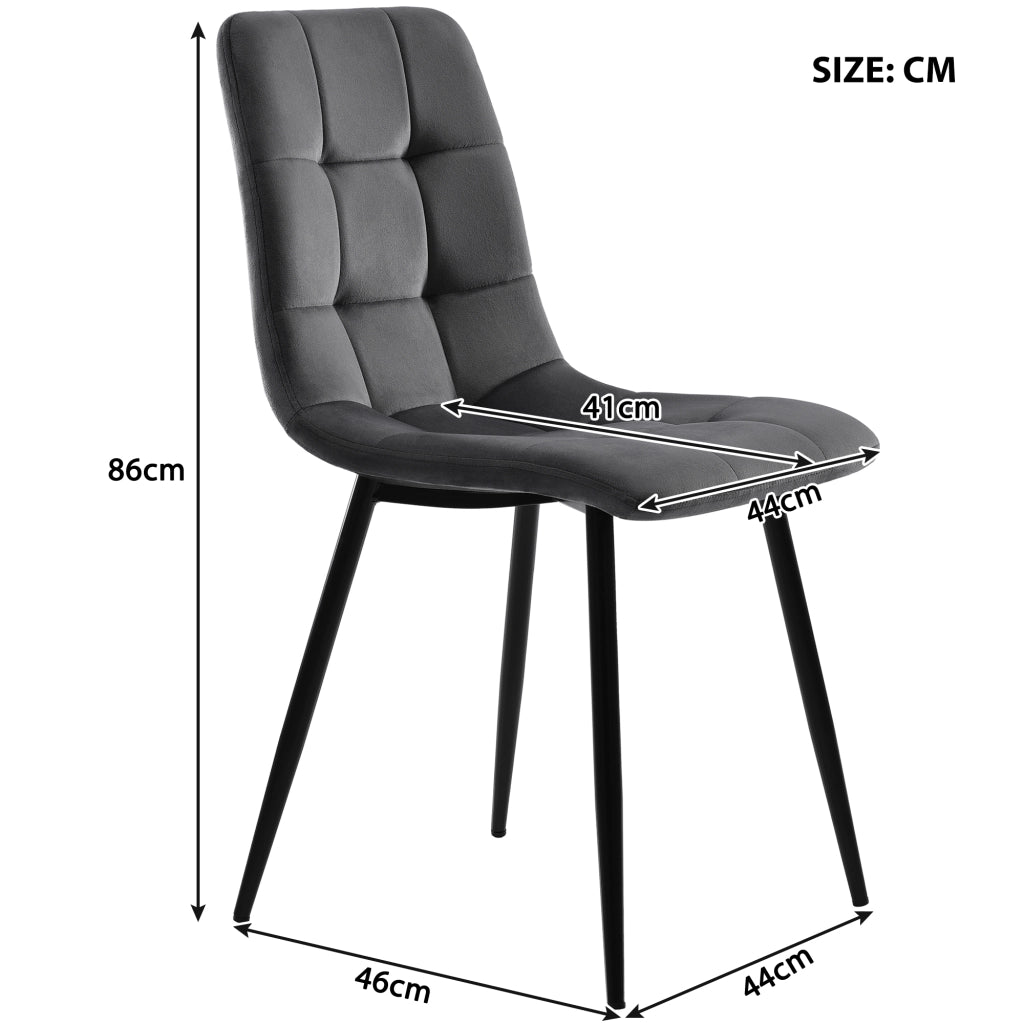 Tavolo da pranzo per 4 persone con 4 sedie, struttura in metallo, stile moderno, in MDF e velluto, multicolore