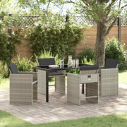 Set da Pranzo per Giardino 5 pcs Grigio chiaro polyrattan