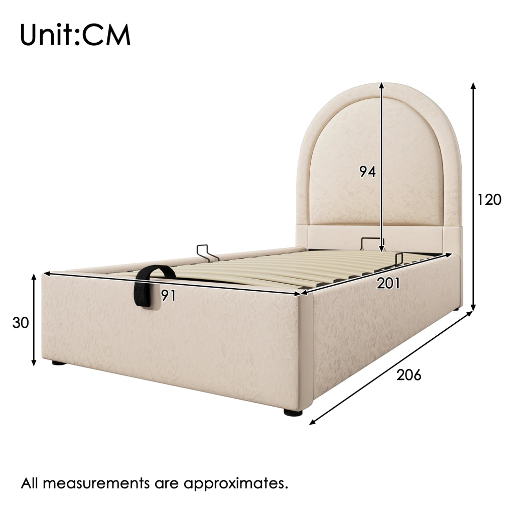 letto imbottito pu beige 90 x 200 cm