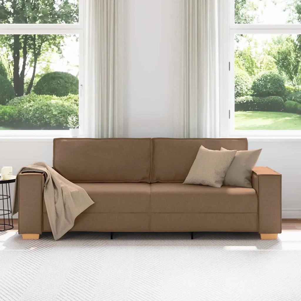 Divano a 3 Posti-Sofa 3 Posti Marrone 180 cm Tessuto