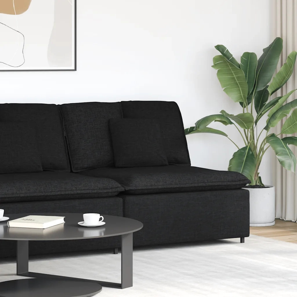 Modulo Centrale Divano Modulare con Cuscini Nero 100 cm CFW8446127