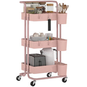 Carrello Multiuso con Cassetti e Ruote ¨C Minimal ¨C Rosa 42x38x86,5 cm