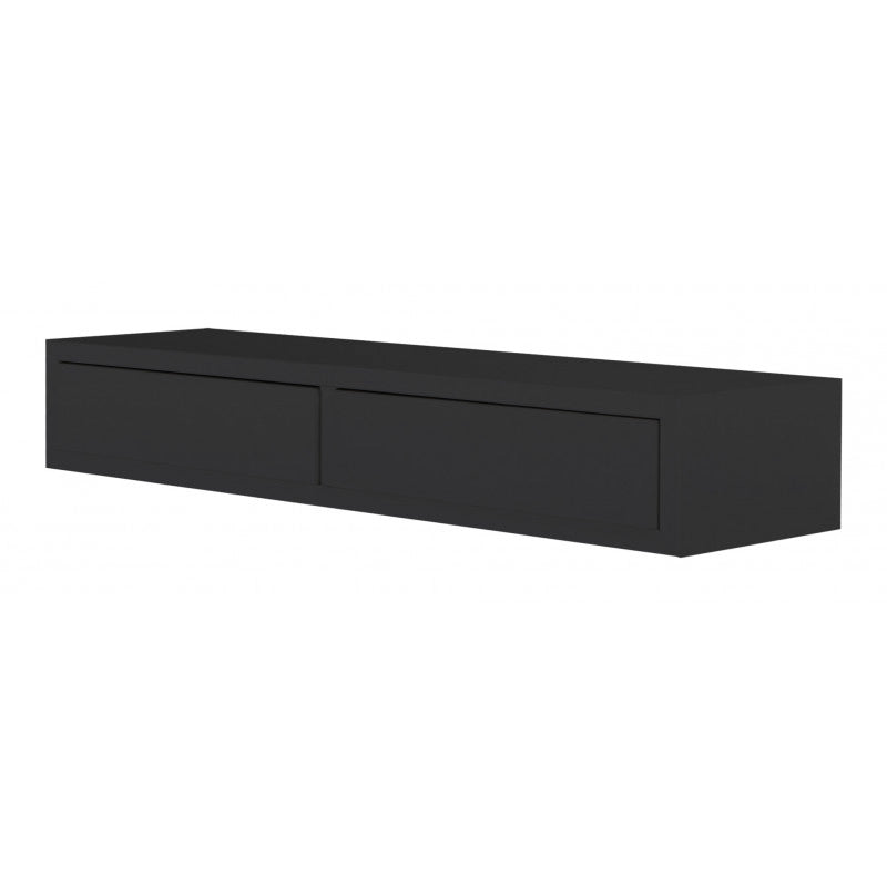 Mensola da Muro con Cassetto, Comodino Sospeso, Mensola da Parete, Nero, 88,2x13,4 p23,7 cm - Domino Maxi