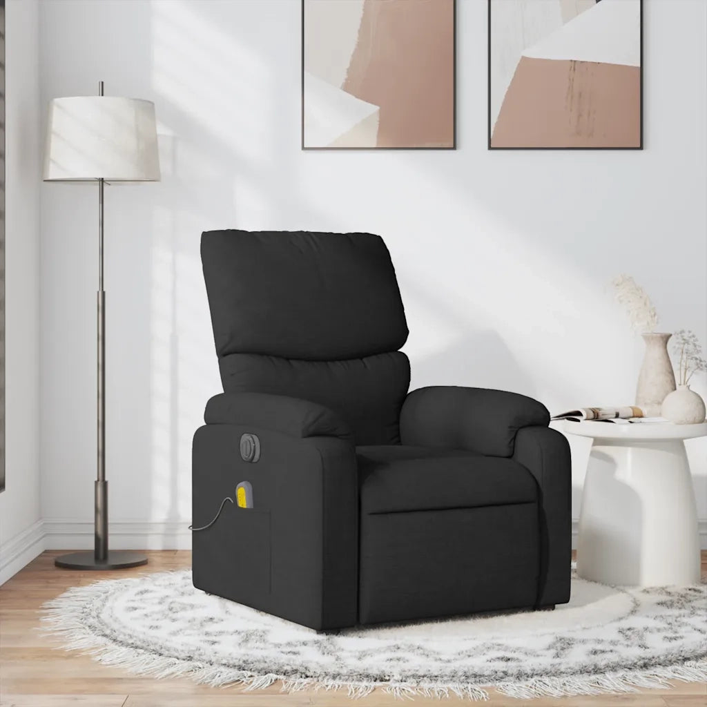 Poltrona Massaggiante | Sedia Relax Reclinabile Nera in Tessuto