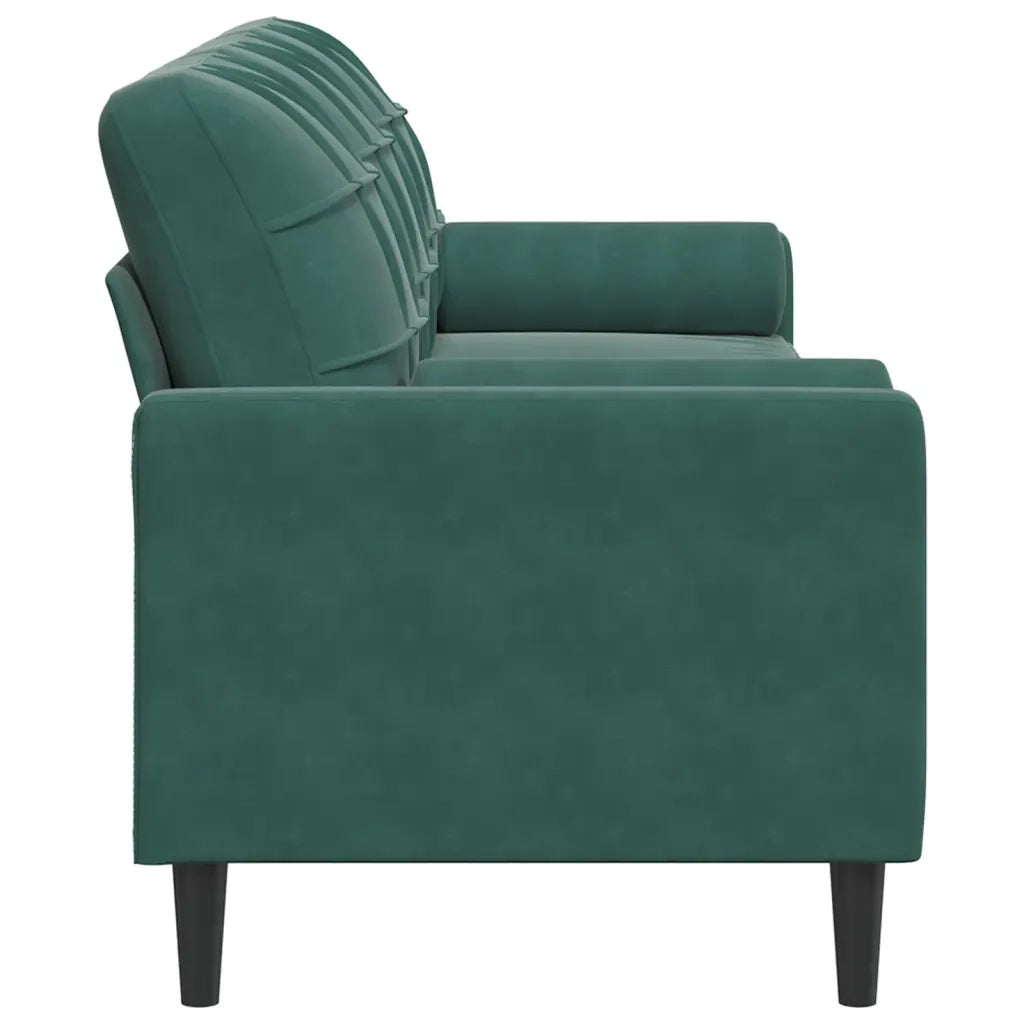 Divano a 3 Posti con Cuscini Verde Scuro 210 cm in Velluto 3278241