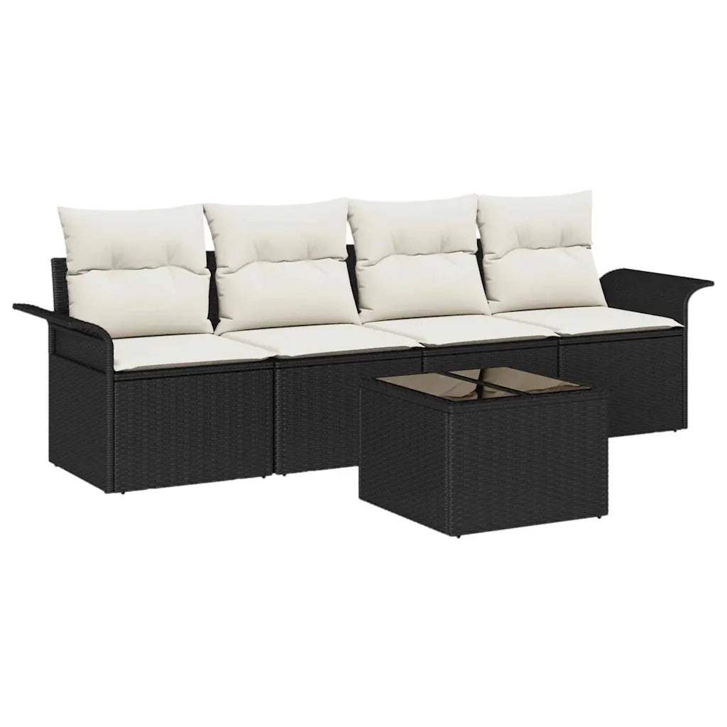 Set di divani con cuscino 5 pcs Nero polyrattan 3345227