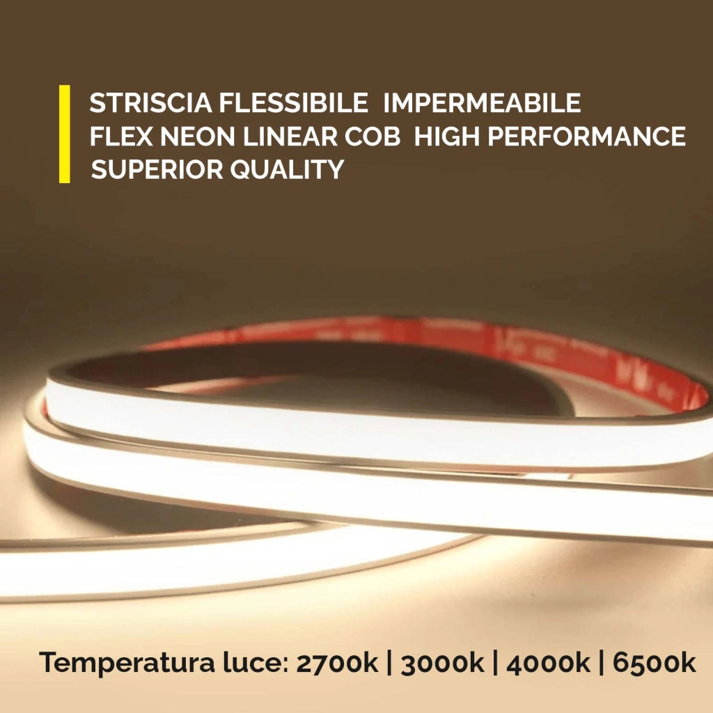 Striscia COB NEON flex LED lineare dimmerabile 24V immersione IP68 luce flessibile piscina doccia fontana giardino 3000K