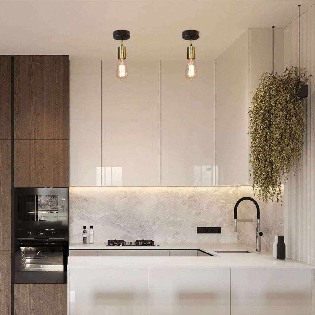 ZMH Faretto da soffitto vintage E27 nero oro a sospensione