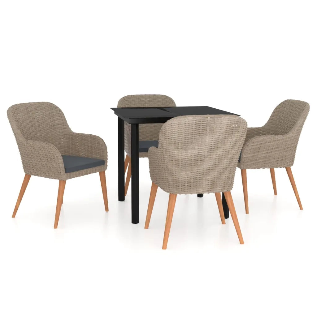 Set da Pranzo da Giardino 5 pz con Cuscini Marrone 3099512