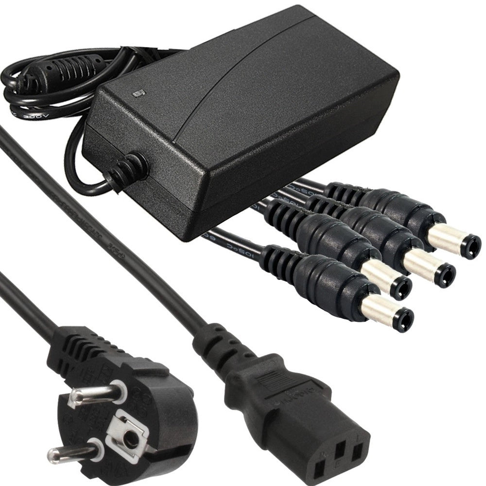 Trade Shop - Alimentatore Stabilizzato Trasformatore 12v 5a 4 Uscite Telecamere Dvr Strisce -