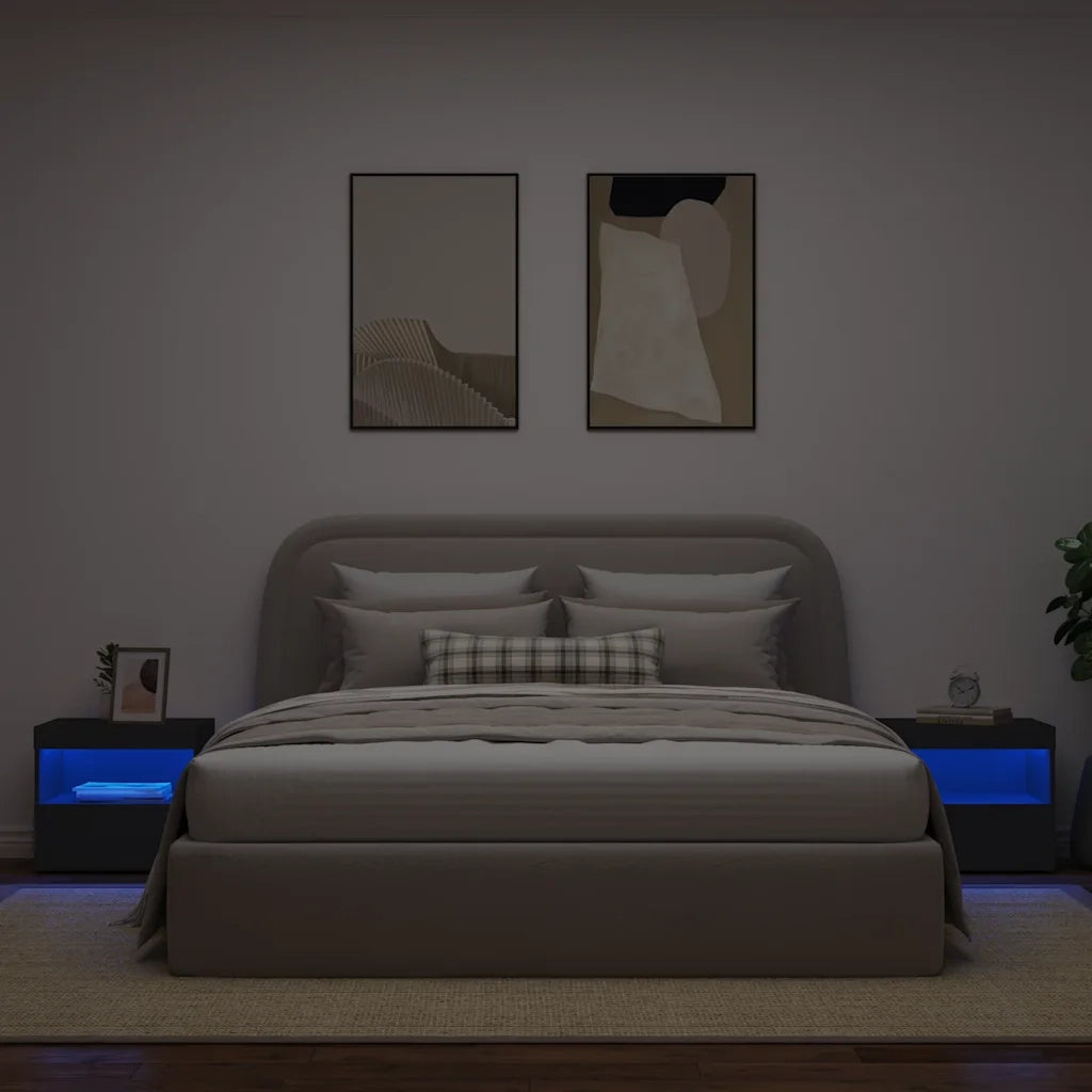 Comodini con Luci LED 2pz Neri 50x40x45 cm 836766