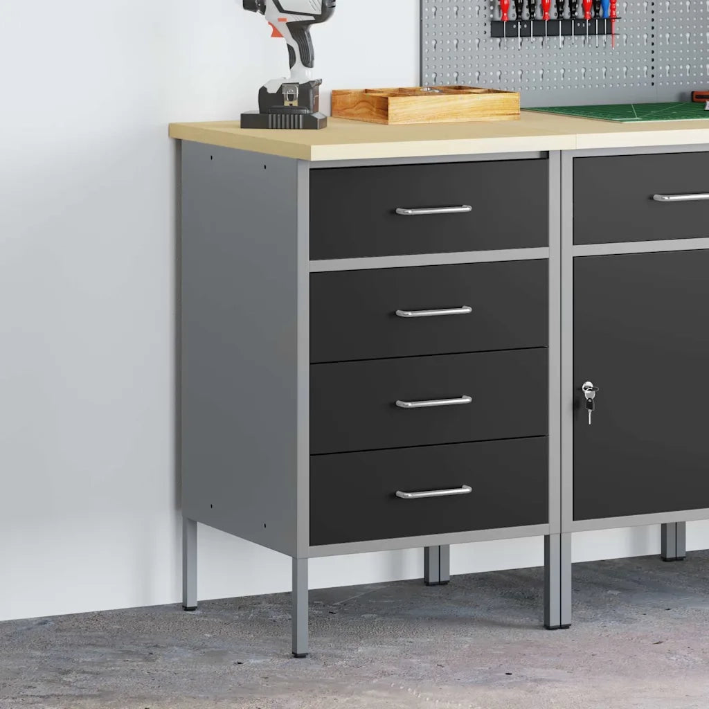 Banco da lavoro con cassetto Nero e Grigio 50 x 55 x 85 cm 4103460