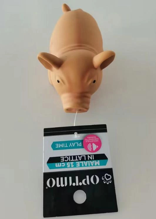 GIOCO GOMMOSO A FORMA DI MAIALE IN LATTICE CON SUONO CM.15