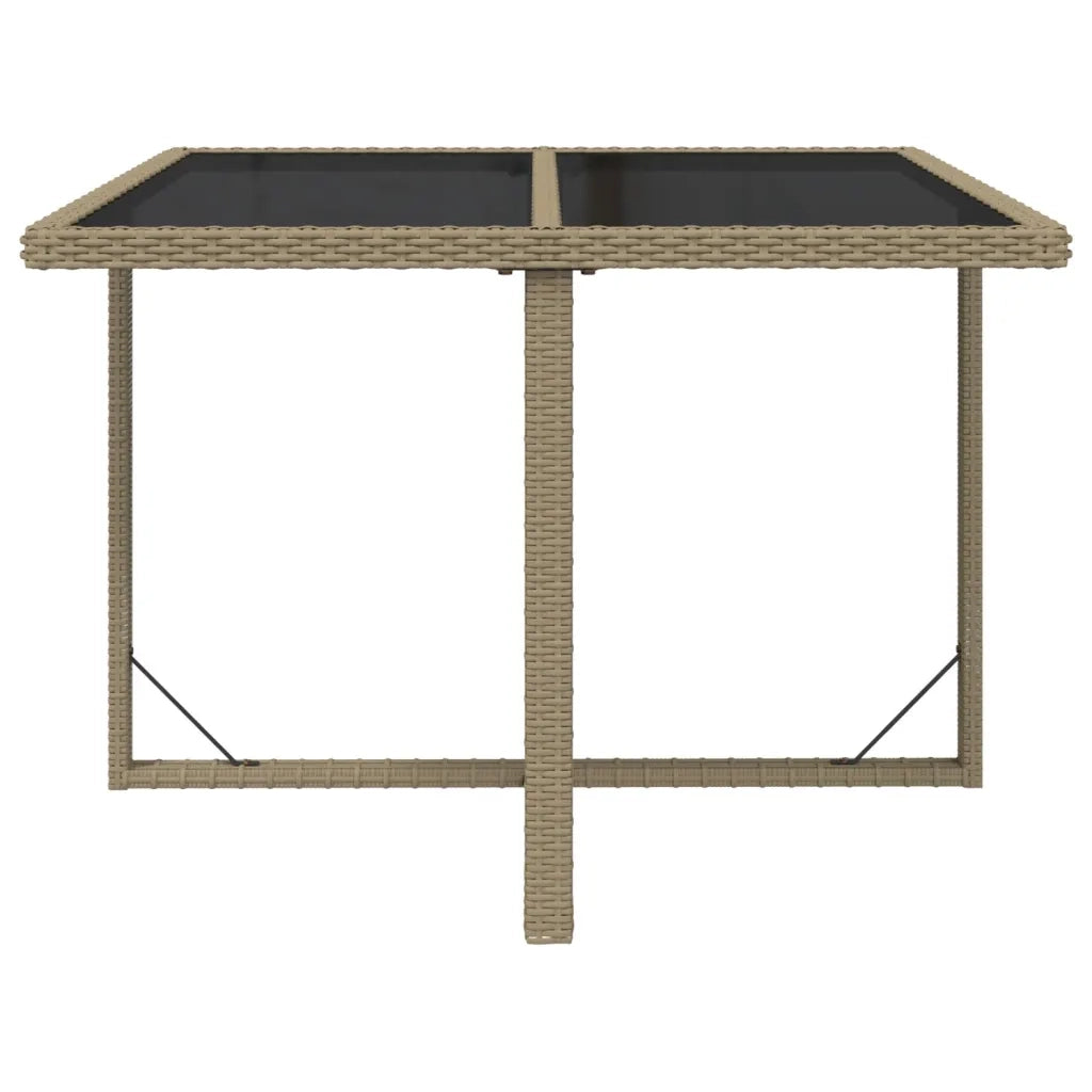 Tavolo da Giardino | Tavolino da esterno Beige 109x107x74 cm in Polyrattan e Vetro