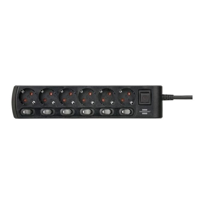 Brennenstuhl 1153110116 prolunghe e multiple 2 m 6 presa(e) AC Interno Nero