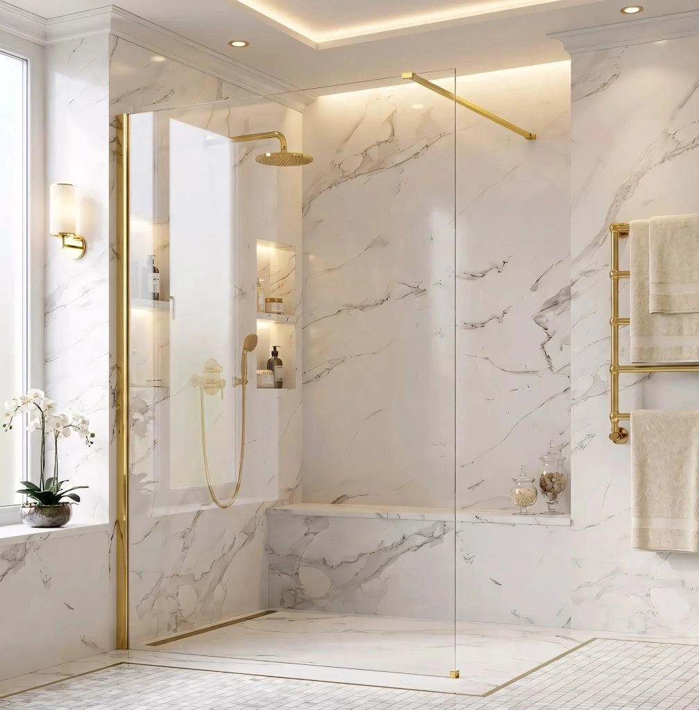 Parete Doccia Rea Flexi Transparent / Gold 110