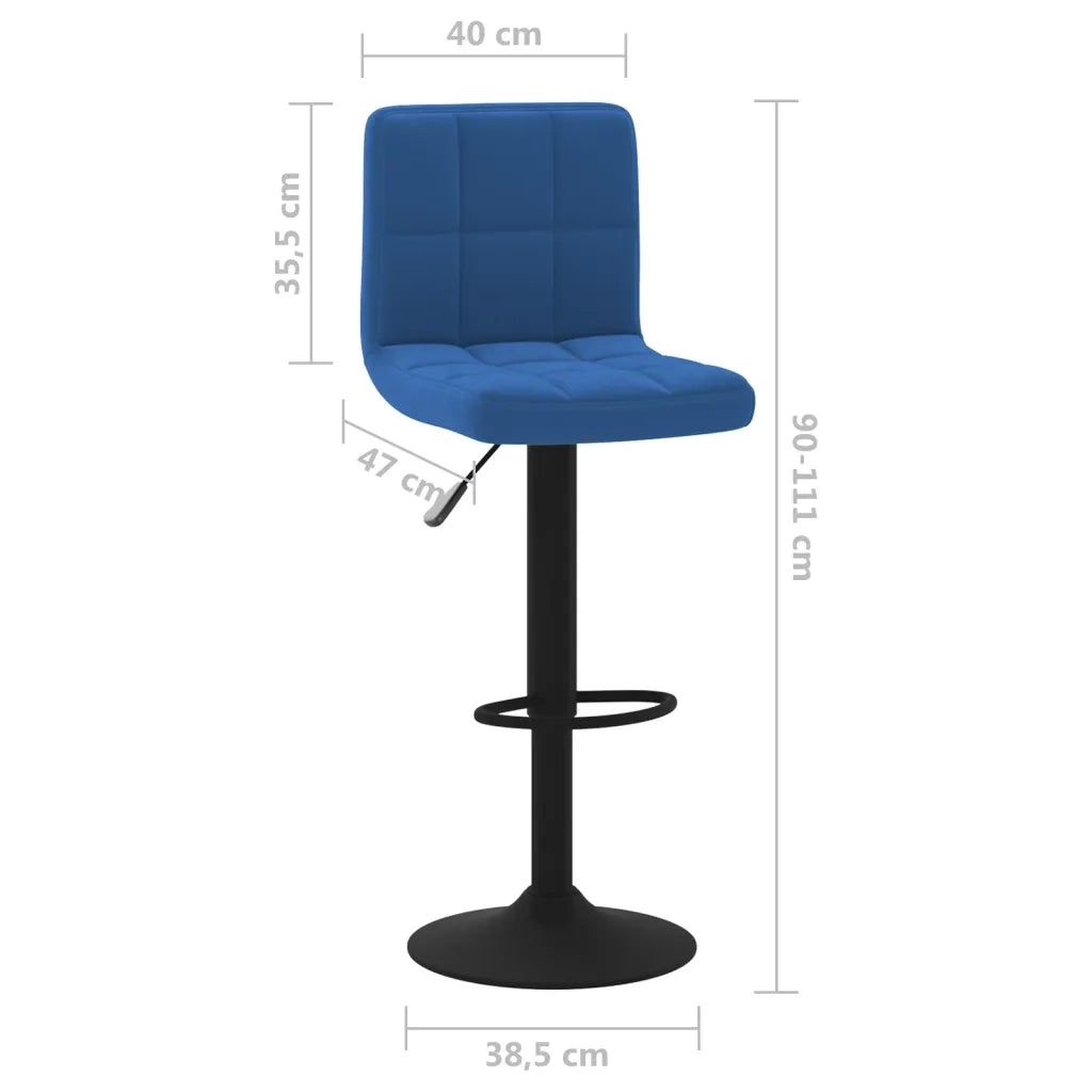 Sgabelli da Bar 2 pz Blu in Velluto 334309