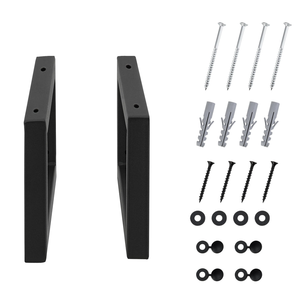 Set di 2 Supporti per Mobili Fai da Te Montaggio a Parete - (LaxA) 40x20 cm - 2 Staffe in Acciaio per Mensole/Piani di Appoggio - Supporto Fino a 50 kg - Nero opaco