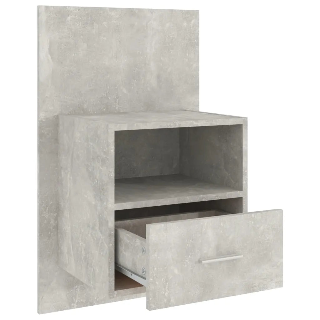 Comodini a Muro 2 pz-Set di 2 Tavolino da notte Grigio Cemento 292642