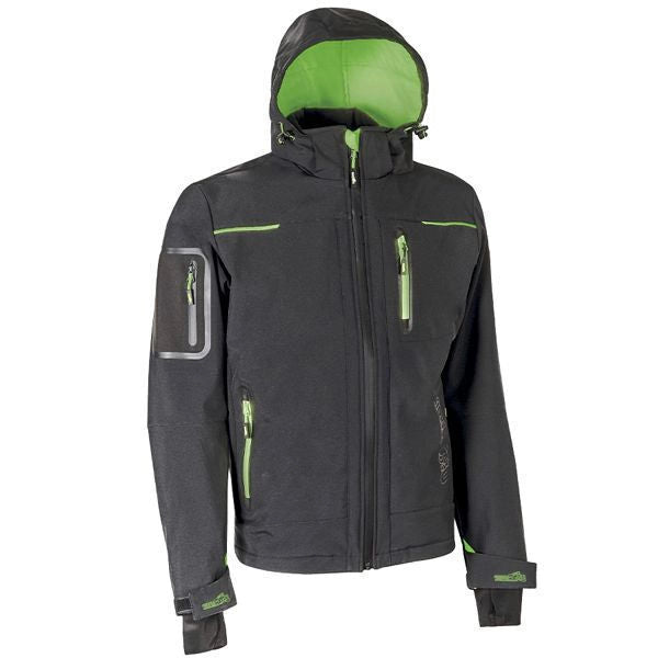 U-Power FU187RL Space Giacca Softshell Impermeabile Antivento Cappuccio Staccabile Membrana U-Tex colore Grigio Asfalto Verde