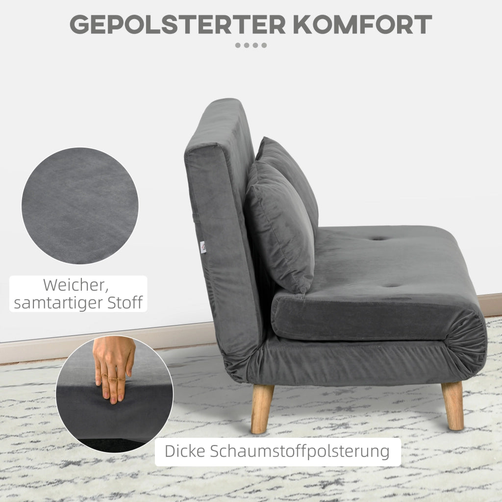 Divano letto ¨C Minimal ¨C grigio, velluto, 130x78x79 cm