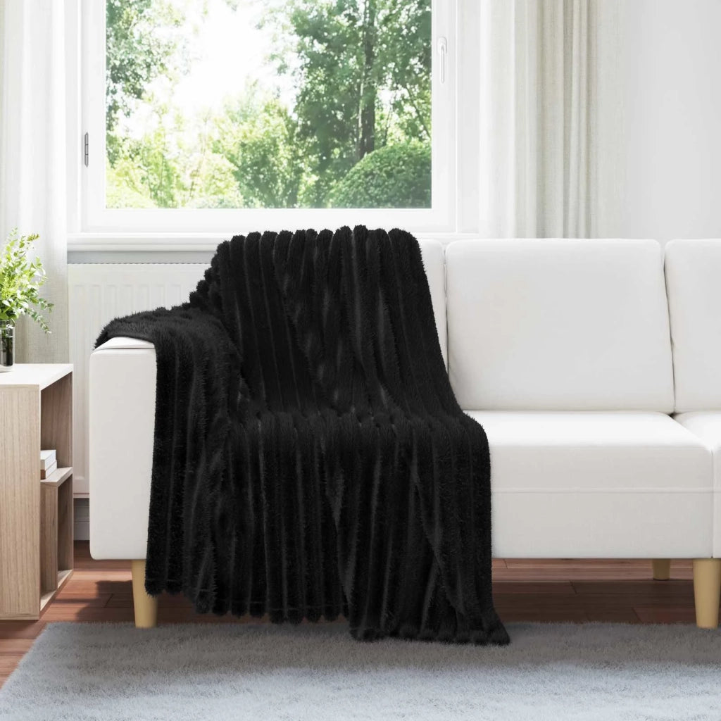 Coperte da Pile 6 pz Nero 150 x 130 cm Panno