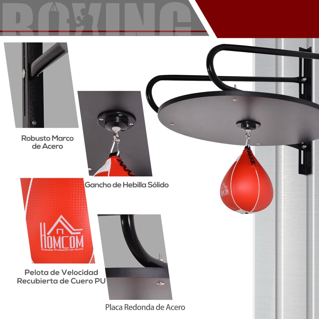 Sacco da boxe con supporto a muro girevole ¨C Minimal ¨C 60x73x80 cm nero e rosso