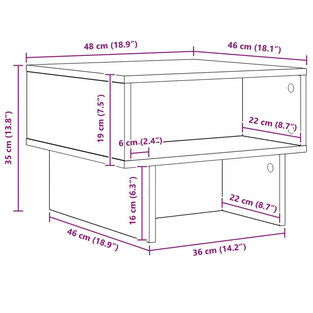 Tavolino da salotto Rovere Nero 48 x 46 x 35 cm 8000229