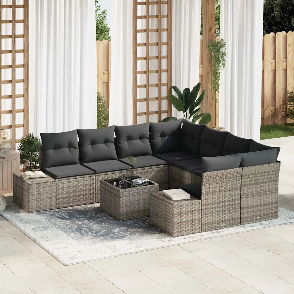 Set Divano da Giardino con cuscino 9 pcs Grigio polyrattan 3355668