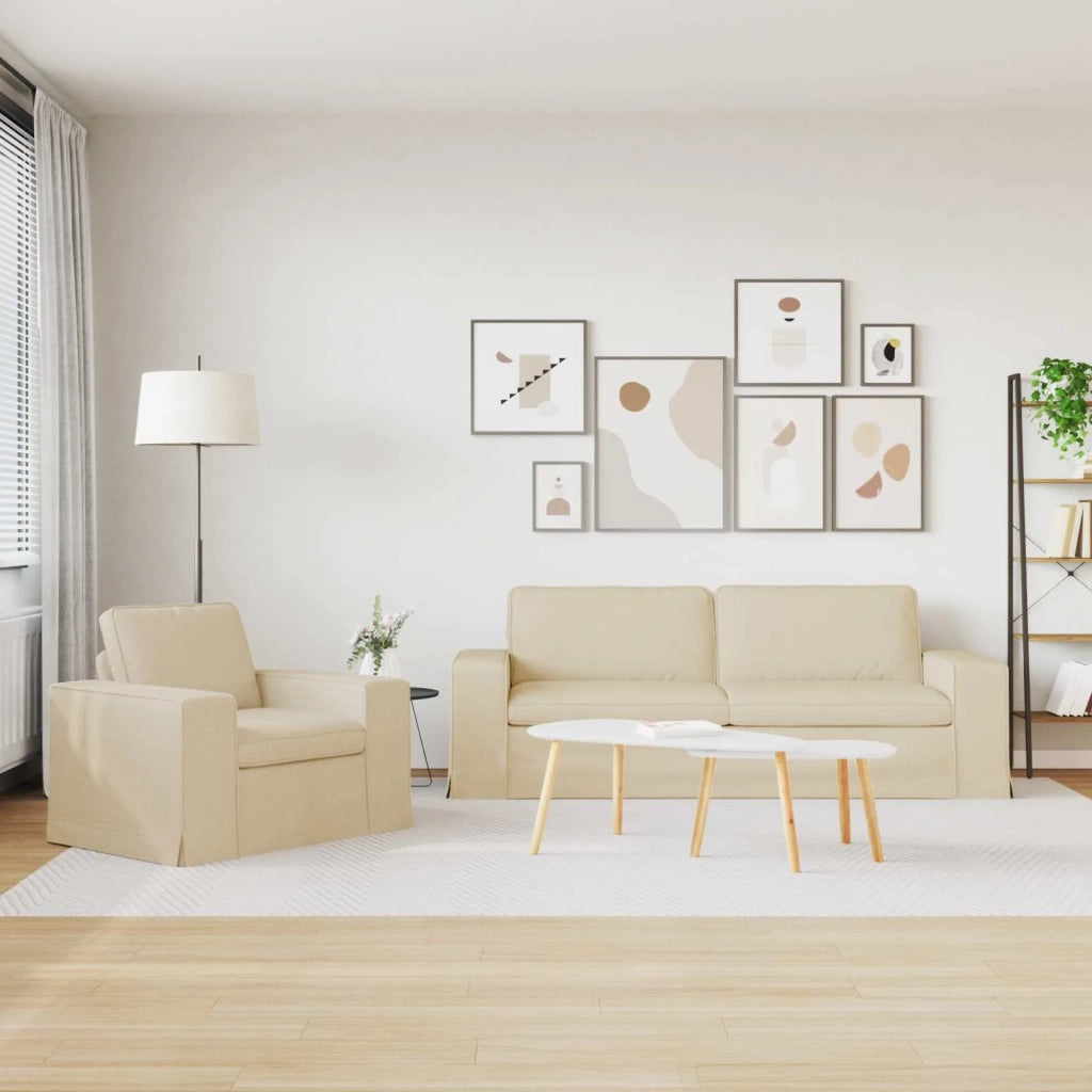 Set di divani 2 pcs Crema 222 x 80 x 82 cm Tessuto 3407593