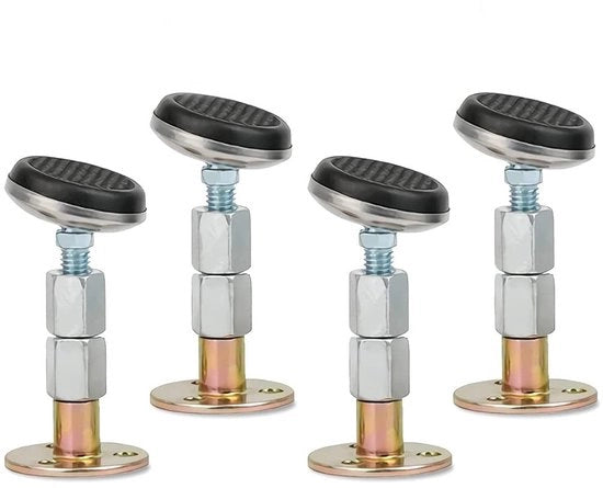 Struttura di Supporto per Letto - Sistema di Blocco Anti-Sballo - Regolabile Viti - Testa Girevole - Blocco di Notte - 4 Pezzi - Prevenzione del Sballo - Stabilizzatore di Mobili