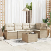 Set Divano da Giardino con cuscino 6 pcs Beige polyrattan 3345371