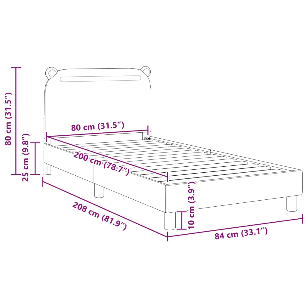 Struttura letto Bambini | Letto Infantile | Lettino con testata Grigio Scuro 80 x 200 cm