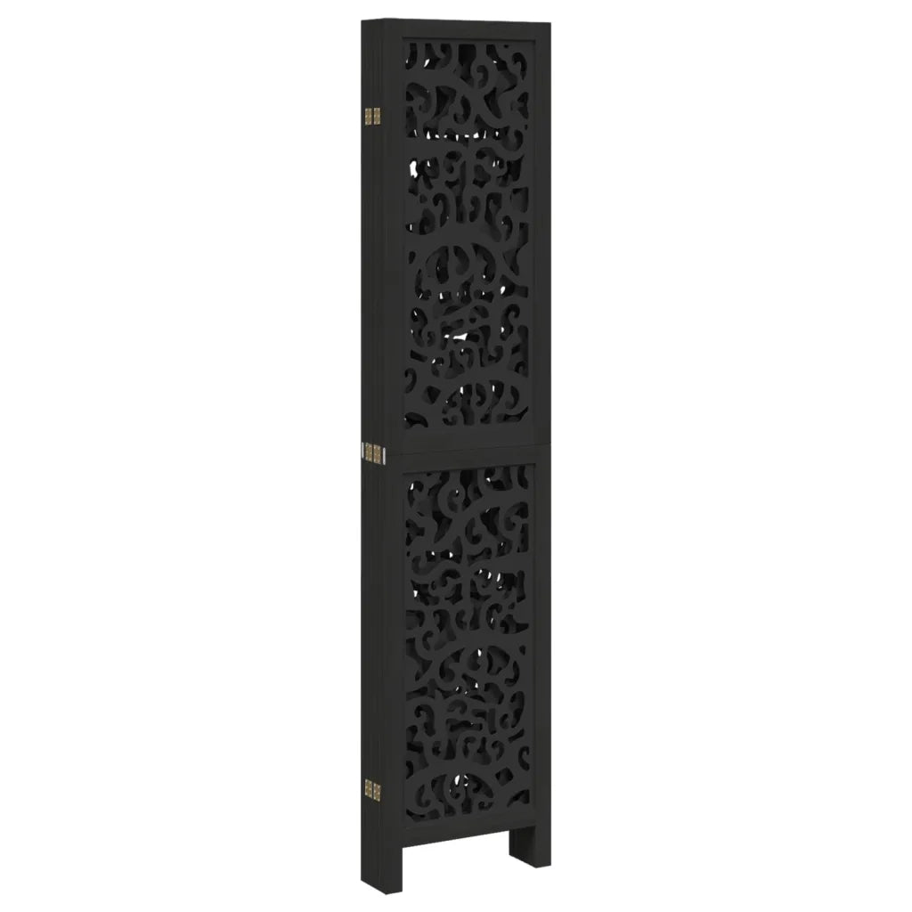 Divisorio Ambienti 6 Pannelli Nero Legno Massello di Paulownia 358762