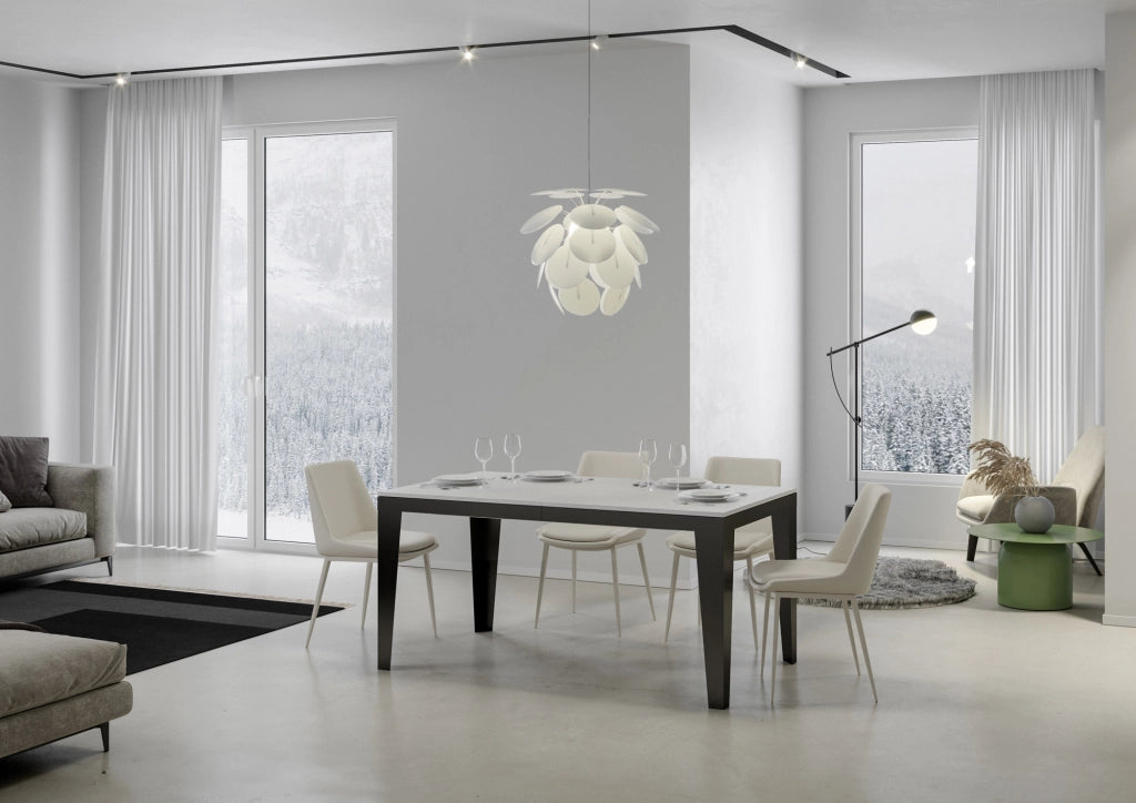 Tavolo allungabile 90x120/380 cm Flaris Evolution Bianco Frassino telaio Antracite
