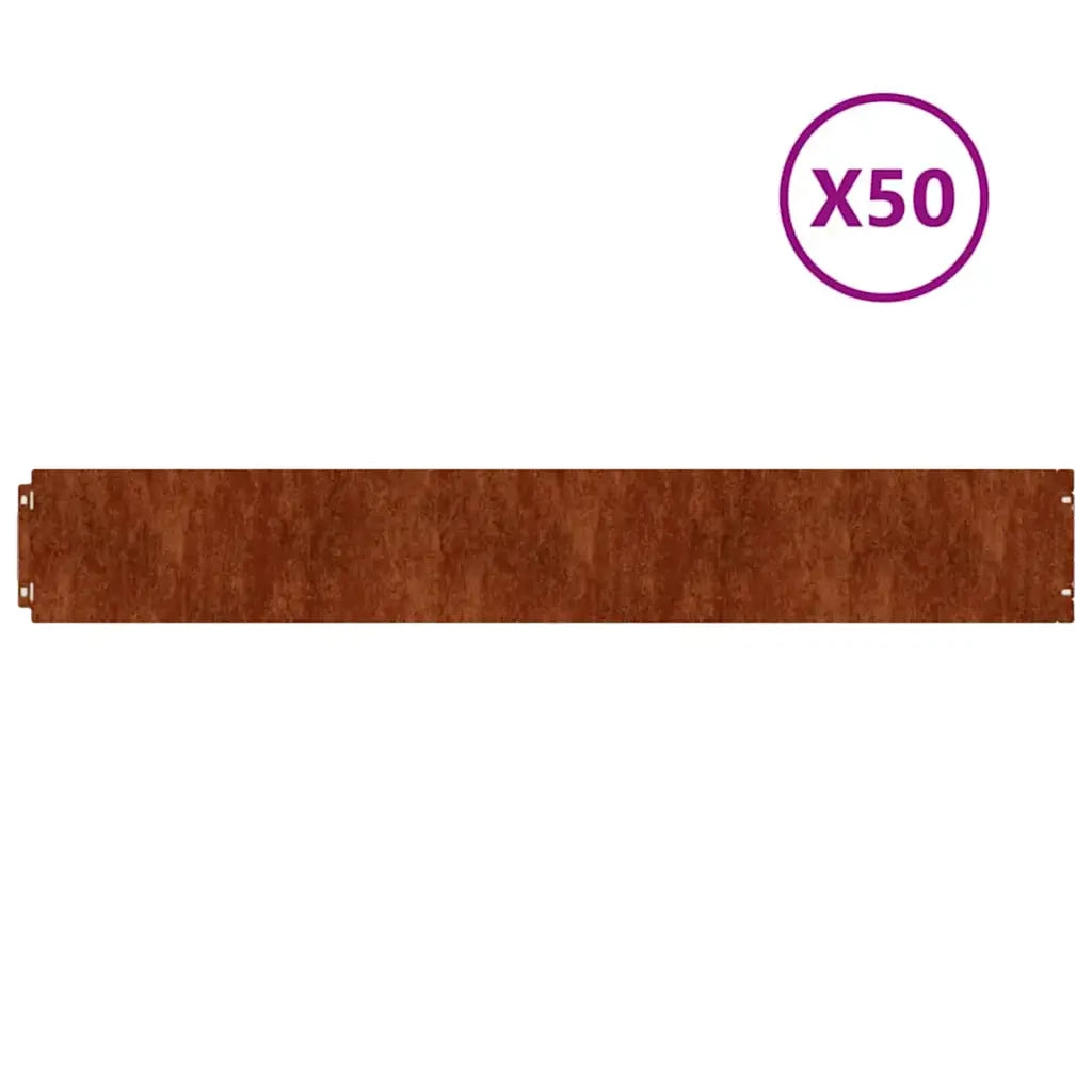Bordura per Prato 10 pcs 15 x 103 cm Acciaio Corten Ruggine 821892