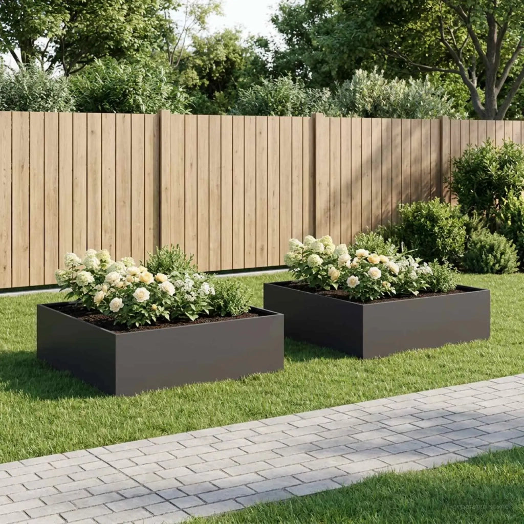 Vaso da giardino 2 pz Nero 80 x 80 x 30 cm 8005065