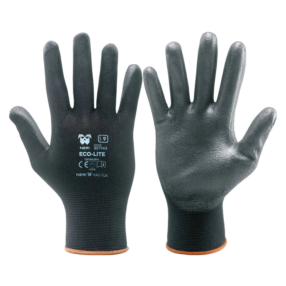 12coppie guanti '13 eco-pu' tg. 10 nero cod:ferx.111012nlm