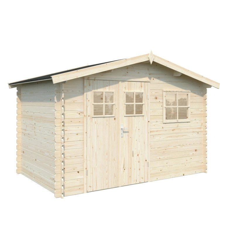 Casetta in legno da giardino Latina 320x205 cm blockhouse spessore 19 mm con porta doppia e finestra