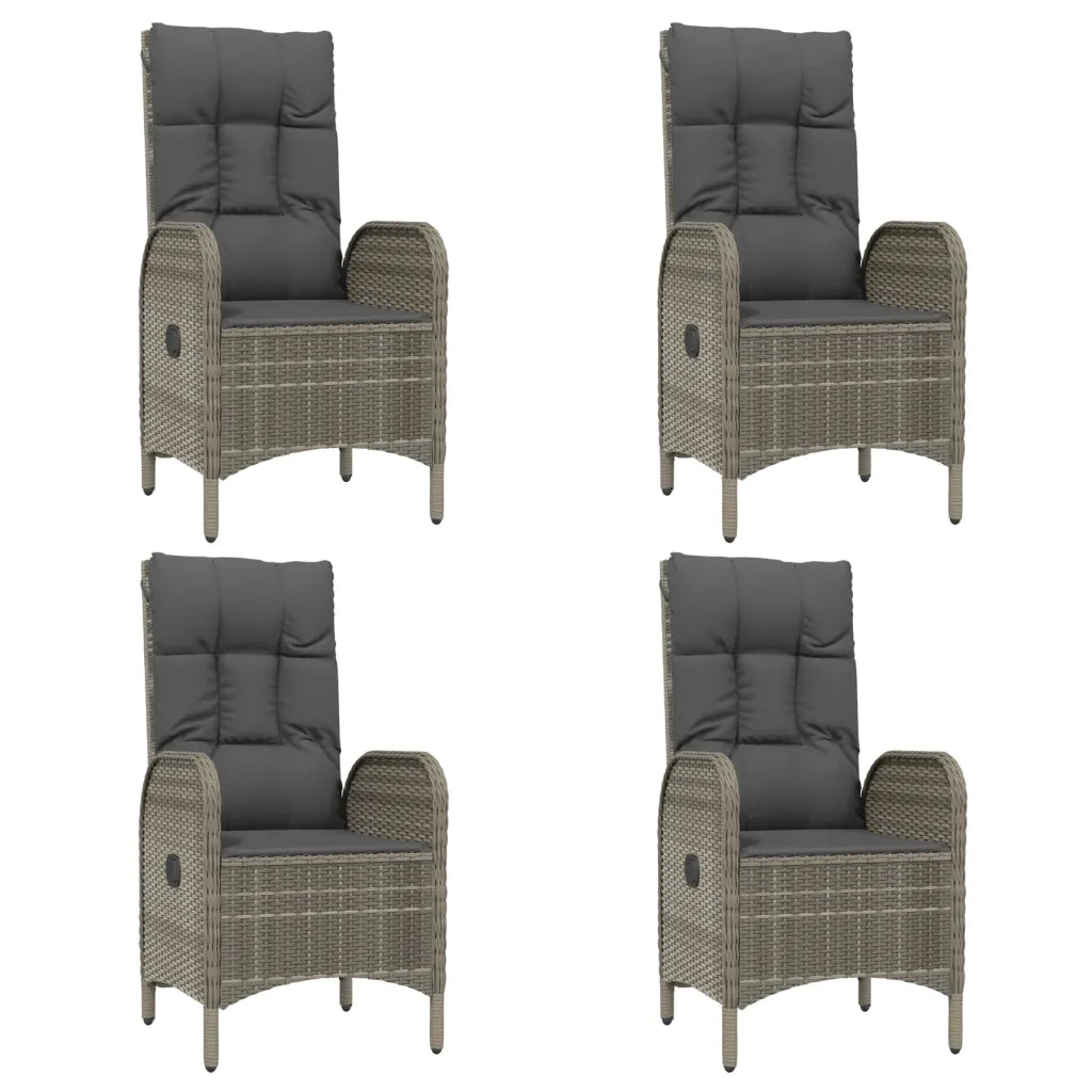 Set da Pranzo Giardino 5pz Nero e Grigio con Cuscini Polyrattan 3185199