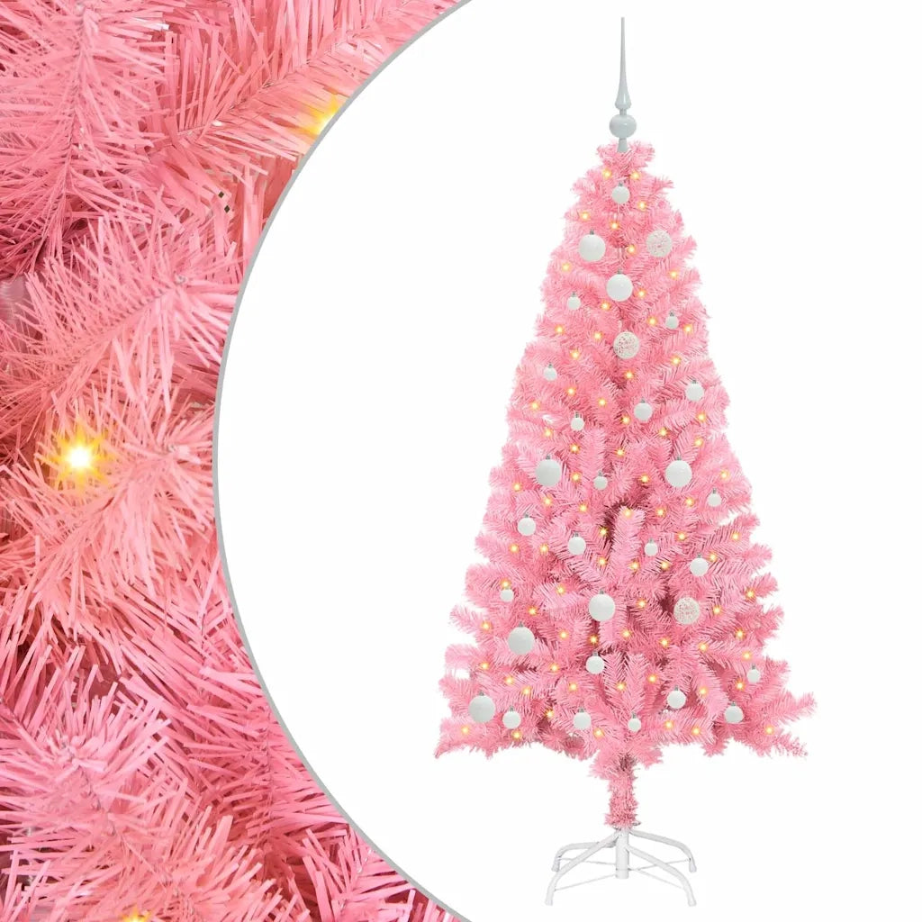 Albero di Natale | Decorazioni natalizie con 150 LED con supporto Rosa 150 cm PVC