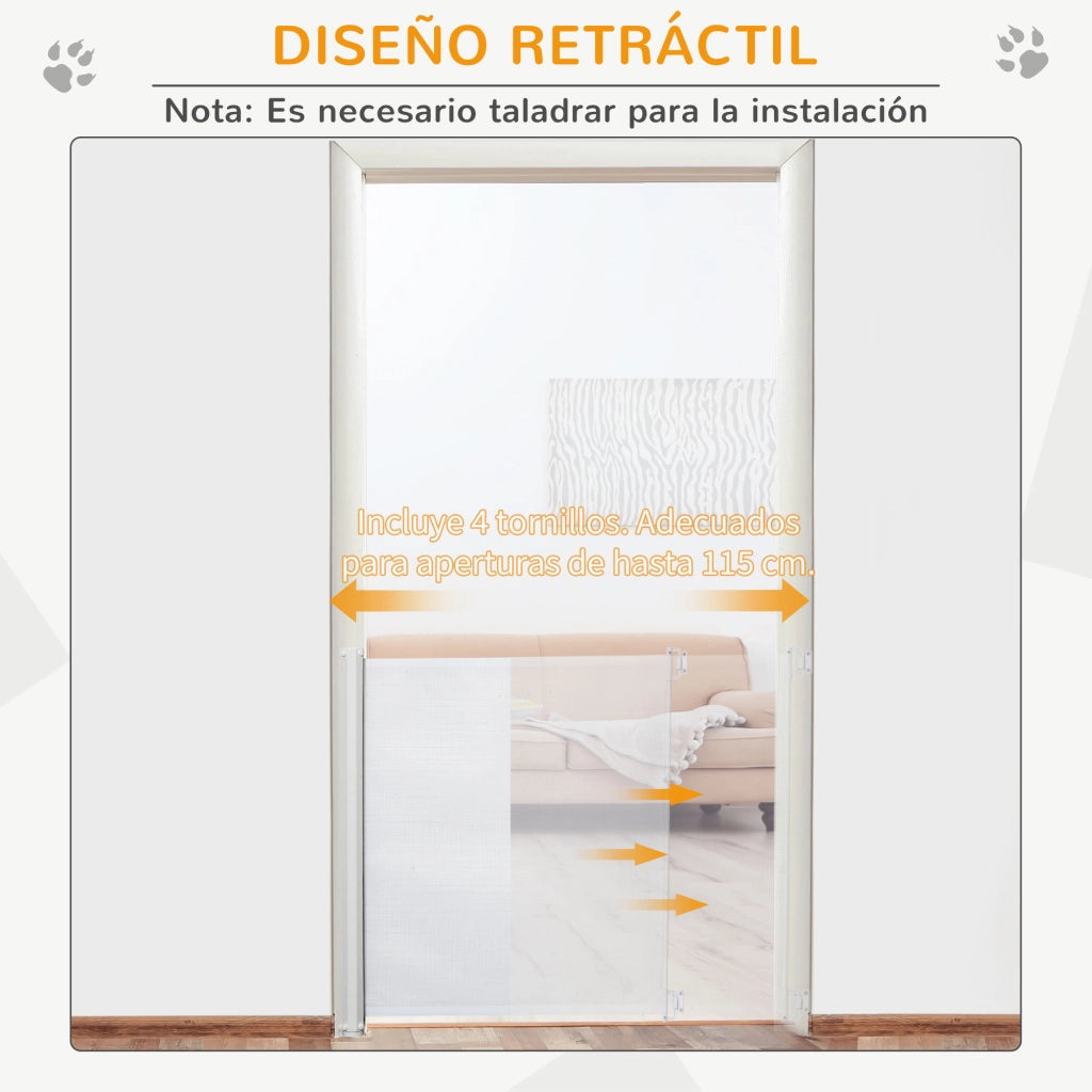 Barriera per Cani Pieghevole Aggiustabile ¨C Minimal ¨C Bianco 5.5-115 cm