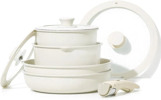 Set di Cottura in Pietra di Granito con Dispensatore - 8 Pezzi - Resistente al Forno