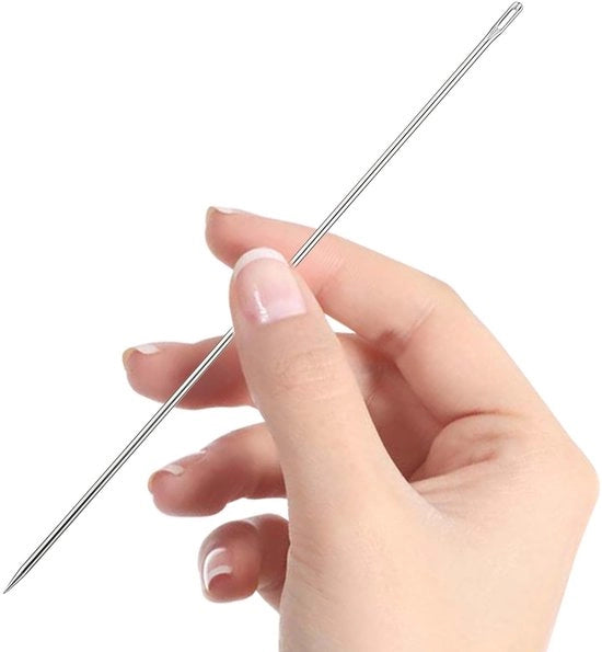 Naainaalden Groot Oog Professionale Meubelnaald 15 cm Lunga - 3 mm Diametro - Acciaio - Per Pelle/Tappeti da Parete/Broderie - Nastri per Mobili