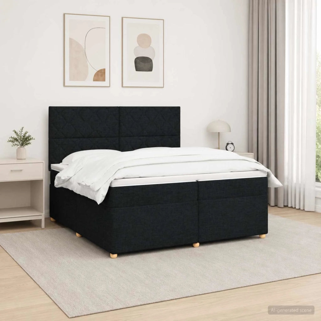 Letto box spring con materasso Nero 200 x 200 cm Tessuto 3455436